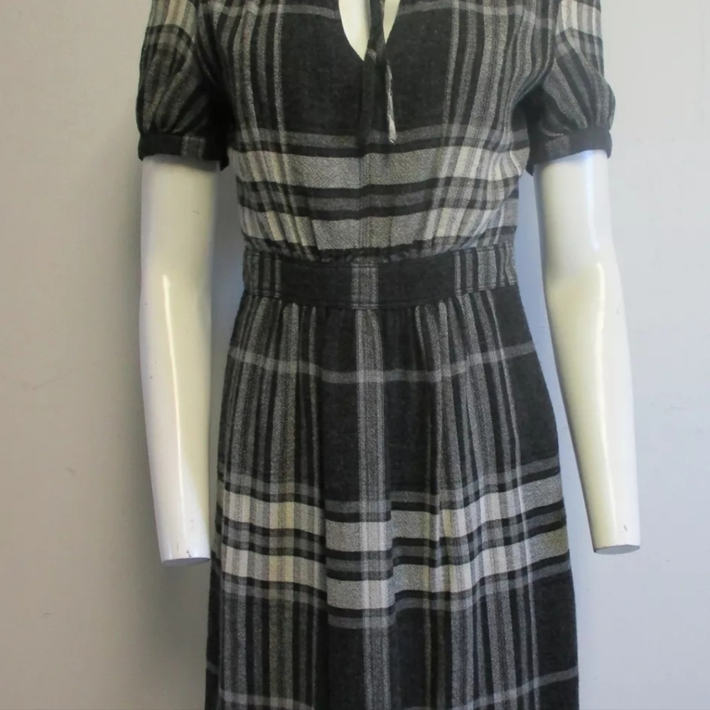 BURBERRY BRIT Grey Nova check short-sleeve tie-neck dress